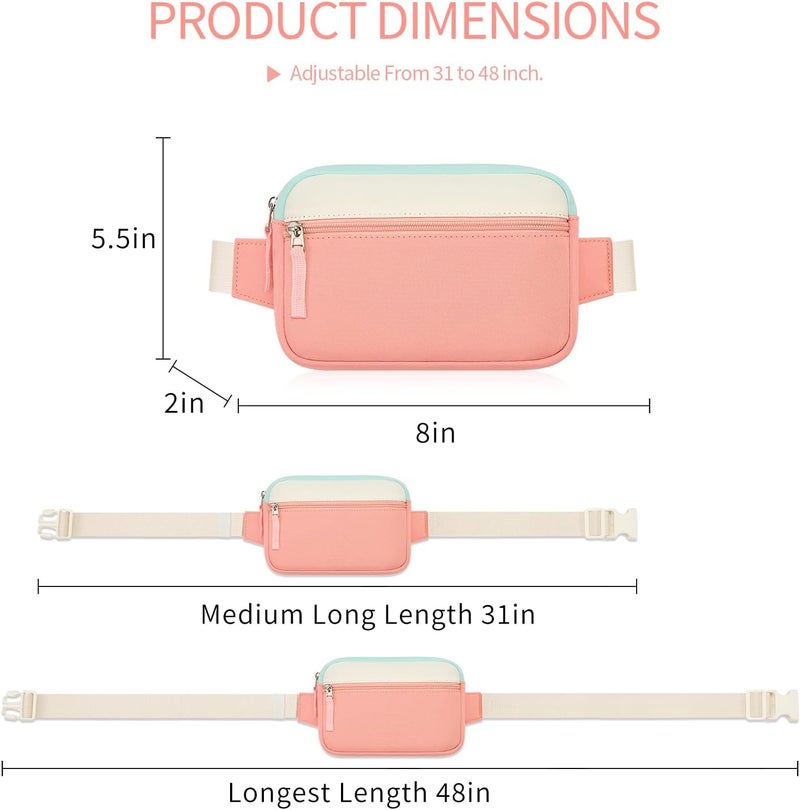 cotmcor Store Valentines Day Gifts for Kids: Fanny Pack Birthday Gift for 5 6 7 8 9 10 11 12 Year Old Teen Girls, Preppy Cute Trendy Stuff Colorblock Crossbody Bag Adjustable Belt Bags for Travel Outdoor - Image 4
